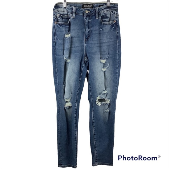 Judy Blue High Waist Distressed Boyfriend Fit Jeans 88404 - Picture 1 of 6